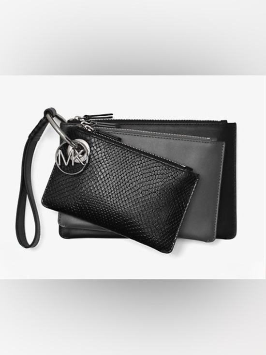 Michael Kors Handbags - NWOT | Michael Kors | Jet Set Trio | Black / Charcoal Wristlet / Pouch / Clutch